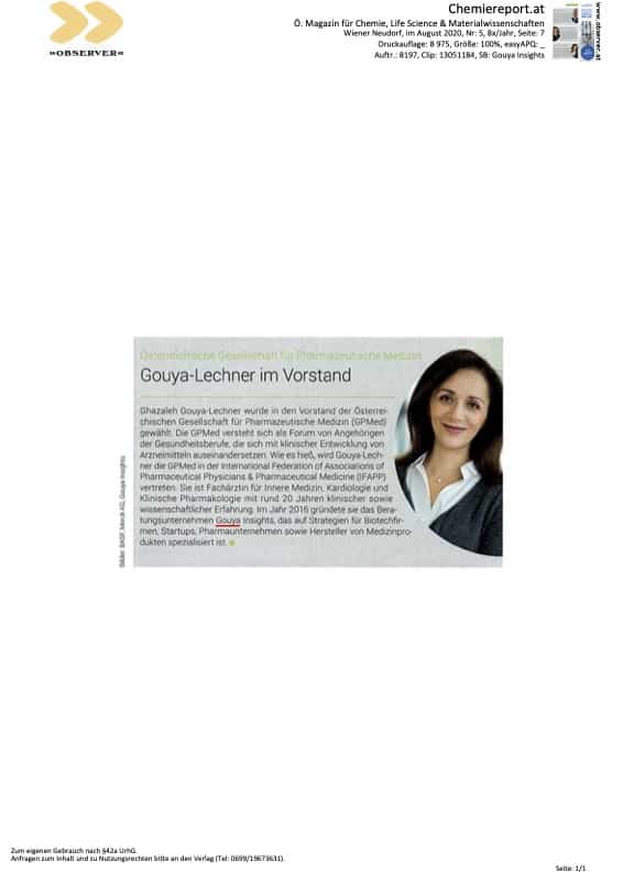 Ghazaleh Gouya-Lechner im Vorstand (Ghazaleh Gouya-Lechner on the board)